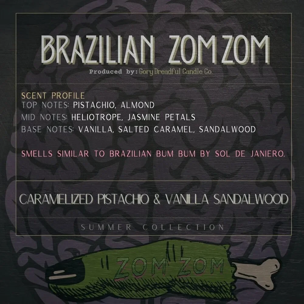 Brazilian Zom Zom Wickless Candle: Caramel Pistachio Vanilla Sandalwood Scent
